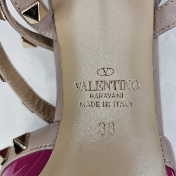 VALENTINO GARAVANI Rockstud 65 Caged Dark Pink Patent Leather Pumps - Picture 9 of 11